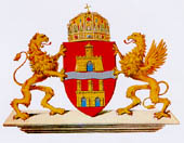 Budapest főváros jelenlegi címere, ami megegyezik az 1873-ban megállapított címerrel.