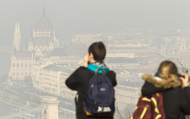 Smoggy view of the city from the top of the Citadel