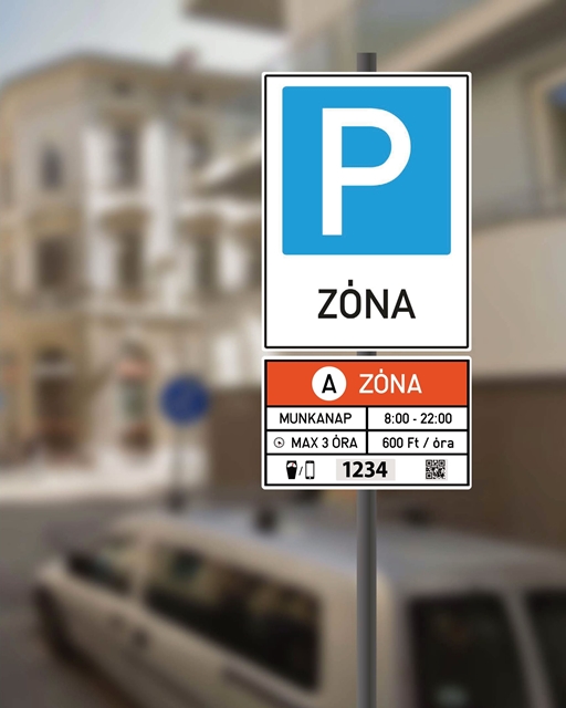 Parkolási zóna tábla és új információs tábla