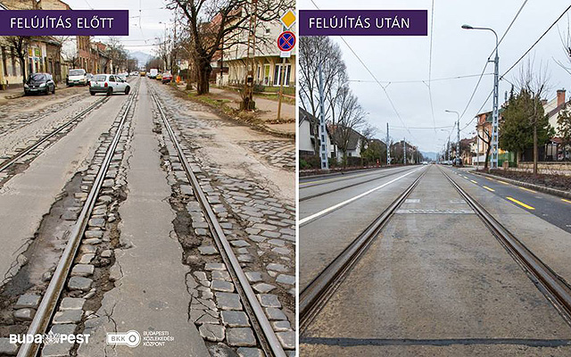 Az újpesti Görgey Artúr utca felújítás előtt és után