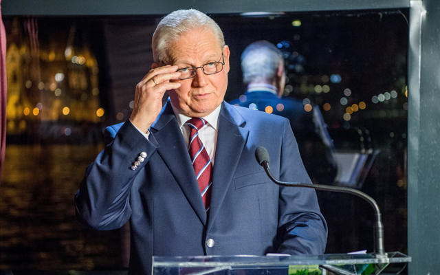 Tarlós István főpolgármester a BKV ötvenéves fennállása alkalmából tartott rendezvényen, a jubileumi év megnyitóján 2018. február 19-én