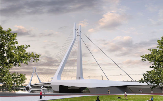 Az UNStudio és a Buro Happold Engineering tervezőiroda első díjat nyert pályaműve - az új híd látványterve