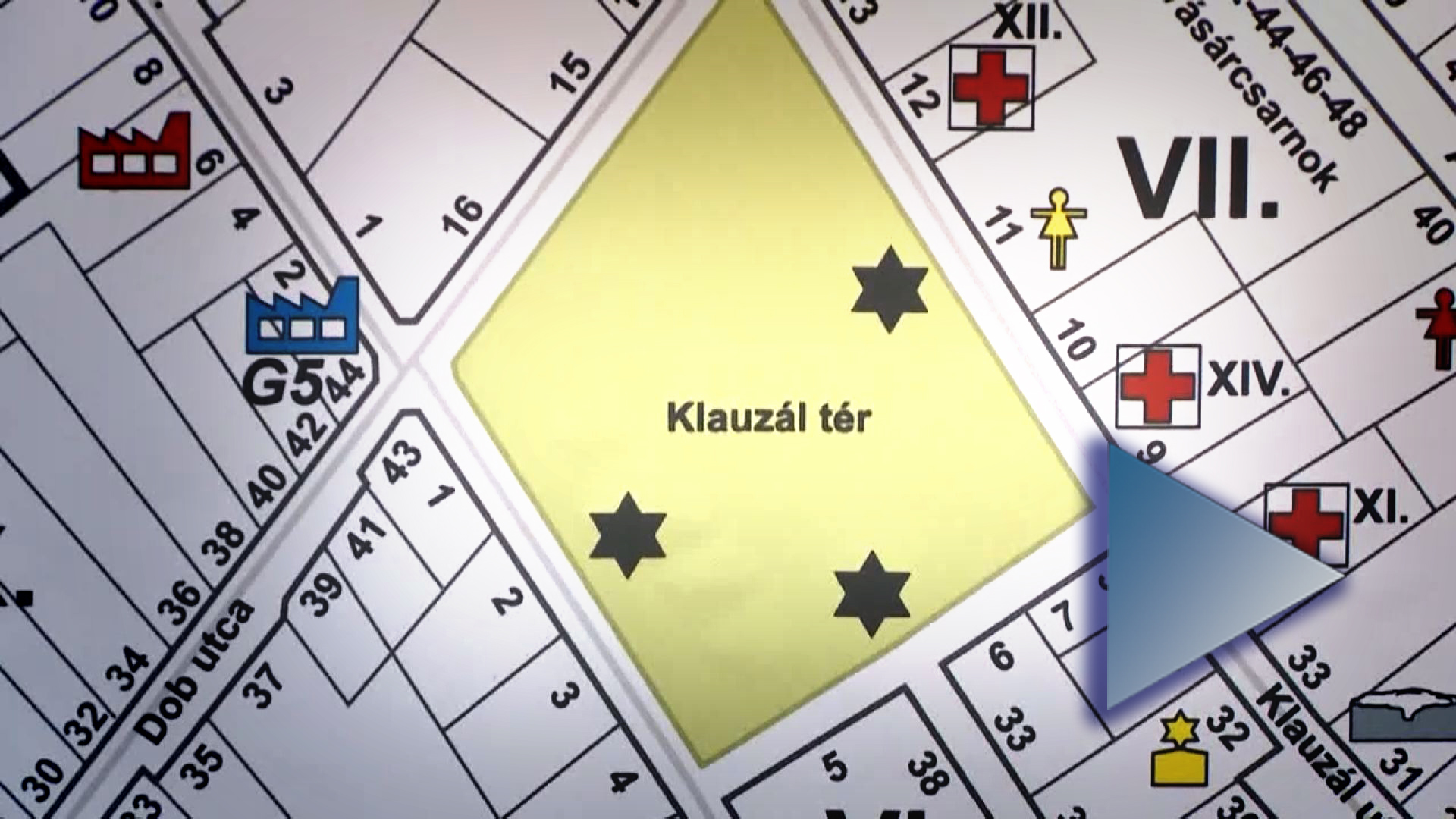 A gettó térképének közepe a Klauzál térrel. Ha ide kattint, a videó oldalára jut.