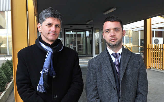 Dr. Szeneczey Balázs főpolgármester-helyettes (j) és Haranghy Csaba, a Fővárosi Vízművek Zrt. vezérigazgatója (b) az eseményen