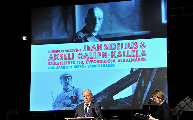 Tarlós István főpolgármester beszédet mondott Akseli Gallen-Kallela finn képzőművész és Jean Sibelius finn zeneszerző születésének 150. évfordulója alkalmából tartott ünnepi rendezvényen, a Várkert Bazár konferenciatermében