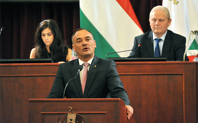 Borkai Zsolt, a Magyar Olimpiai Bizottság elnöke felszólal a Fővárosi Közgyűlés ülésén 2015. június 23-án